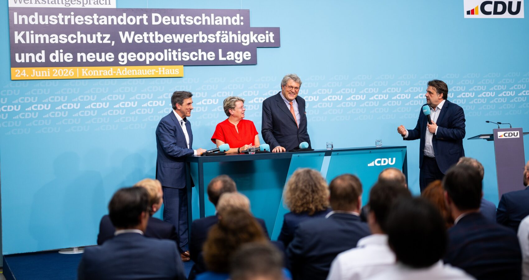 Werkstattgespräch Klimaschutz Wettbewerbsfähigkeit und die neue geopolitische Lage am 24.06.2026 in Berlin, Deutschland. (Foto von Jan-Philipp Burmann / City-Press GmbH Bildagentur)